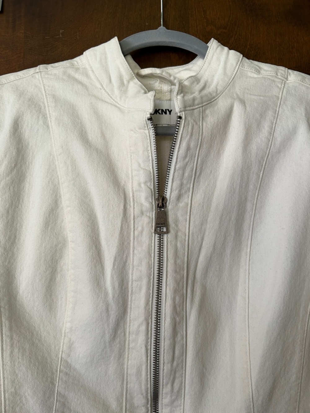 DKNY WHITE PEPLUM ZIP UP MOTO LONG SLEEVE JACKET SIZE LARGE - Picture 3 of 13